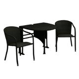 Blue Star Terrace Mates Adena 3-Piece All Weather-Wicker Table and Chair Set with Half-Round Table & Stacking Chairs Java