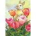 Rabbit Flowers Garden Flag Lovely Bunny House Yard Flag Colorful Floral Double Sided Polyester Outdoor Terrace Pot Decor Flags