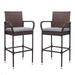 VINGLI Outdoor Wicker Bar Stools Set of 2 with Cushions Outdoor Bar Chairs Bar Height Tall Patio Chairs Outdoor Barstools for Garden Pool Lawn Backyard