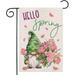 Hello Spring Garden Flag for Outside 12x18 Double Sided Gnome with Roses Flowers Small Yard Flag Summer Seasonal Decors for Outdoor Anniversary Wedding Farmhouse Holiday