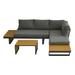 YesFashion Aluminum Patio Furniture Set Outdoor L-Shaped Sectional Sofa with Plastic Wood Side Table And Soft Cushion Sectional Chat Sofa for Patio Porch Backyard Balcony Deck Poolside