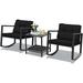 YFENGBO 3 Pieces Rocking Bistro Set Outdoor Patio Rocking Chairs with Coffee Table Rattan Wicker Conversation Set for Garden Lawn Backyard Balcony