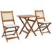 Outsunny 3 Pieces Patio Wicker Bistro Set Foldable W/ Cushions Light Teak