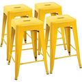 U-SHARE Metal Bar Stools 24 Indoor Outdoor Stackable Barstools Modern Style Industrial Vintage Counter Bar Stools Set of 4 (24 inch Yellow)