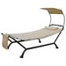 Bomrokson Ailsa Outdoor Patio Hammock with Stand Pillow Storage Pockets (Beige Canvas and Black Frame)