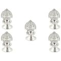 GoldGiftIdeas Silver Plated Kamakshi Diya Pooja Thali Set Return Gifts for Indian Festival Spiritual Gift Item Pooja Articles for Home (Pack of 5)