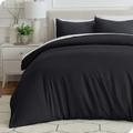 Bare Home Washed Duvet Cover Set - Ultra-Soft - Premium 1800 Collection - 3 Piece - Queen Black