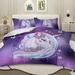 Arightex Bed Set 3D Purple Aqua Unicorn Duvet Cover Set for Kids Full Size