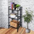 Yardi Yard 3 Tier Foldable Storage Shelves Expandable Folding Shelf Collapsible Adjustable Storage Rack Metal Shelves for Storage Pantry Garage Kitchen Room