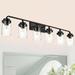 SUSIMOND 6 Light Wall Vanity Light Clear Glass Wall Sconce Industrial Black Bathroom Light Fixture Over Mirror Modern Bath Lighting Indoor Farmhouse Sconces Wall Mount Lamp for Kitchen Workshop