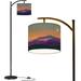 Arc Floor Lamps mountain hill scenery wall print mountain scenery landscape poster Modern LED Adjustable Lampshade Standing Light for Living Room Reading Bedroom Office
