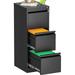 U-SHARE 3 Drawer File Cabinet Black Metal Filing Cabinet with Lock Locking Tall File Cabinets with 4 Adjustable Hanging Frame for Home Officeâ€¦