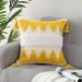 Pillow Cover Geometric Pattern Woven Tufted Boho Decorative Soft Chenille Tassel Pillowcase 18x18 Inches Yellow