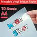 10/20/30/40/50/100 Sheets Printable Vinyl Sticker Paper A4 White Glossy Waterproof Self-Adhesive Copy Paper for Inkjet Printer 10-Matte Silver