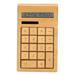 CS19 Solar Calculator Solar Battery Dual Power 12 Digit LCD Display 18 Buttons Bamboo Desktop Calculator for Students