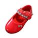 Odeerbi Kids Girls Leather Mary Jane Shoes Princess Flats Shoes Soft Soled Princess Shoes Student Leather Dance Shoes 2024 Fashionable Flat Sole Performance Shoes Red 8-9 Years