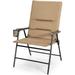 Patio Chairs Folding No Assembly High Back Cushioned Heavy Duty Steel Frame Outdoor Chair with Cup Holder Supports up to 330lbs for Camping Lawn Garden Yard Picnic Baclony (1 Brown)