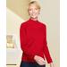 Blair Women's Soft Spun® Acrylic Mock Neck Long Sleeve Sweater - Red - PS - Petite