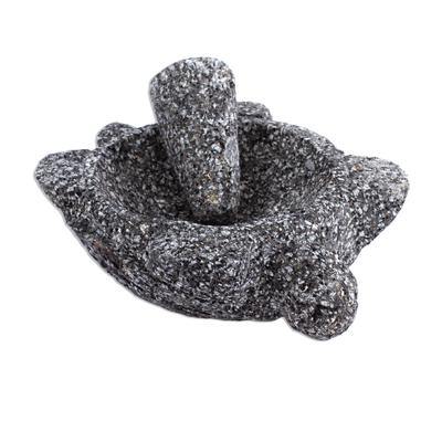 Turtle Tradition II,'Turtle Shaped Traditional Mexican Mortar and Pestle Set'