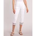 Blair Women's DenimEase™ Embroidered Flat-Waist Capris - White - 6P - Petite