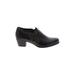 Natural Soul by Naturalizer Heels: Slip-on Chunky Heel Classic Black Print Shoes - Women's Size 9 1/2 - Round Toe