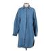 &Denim by H&M Casual Dress - Shirtdress Collared 3/4 sleeves: Blue Print Dresses - Women's Size Small