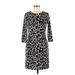 Nicole Miller Casual Dress - Sheath Crew Neck 3/4 sleeves: Black Leopard Print Dresses - Women's Size 8