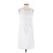 Nicole by Nicole Miller Casual Dress - Shift Crew Neck Sleeveless: White Print Dresses - Women's Size Small