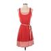 Kensie Casual Dress - A-Line Scoop Neck Sleeveless: Red Print Dresses - Women's Size X-Small