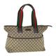GUCCI GG Canvas Web Sherry Line Mothers Bag Tote Bag Beige Red 155524 Auth tb937