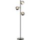 Lampadaire globe design néo-rétro 3 ampoules orientables max. 40 w h. 162 cm métal noir doré verre