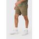 Mens Green Elastic Waist Khaki Slim Fit Cargo Shorts, Green