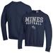 Men's Champion Navy Colorado School of Mines Orediggers Stack Logo Softball Powerblend Pullover Sweatshirt