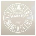 Round Clock Stencil - Parisian Roman Numerals - Farmers Market Words - Small to Extra Large DIY Painting on Wood Home Decor - Select Size 14