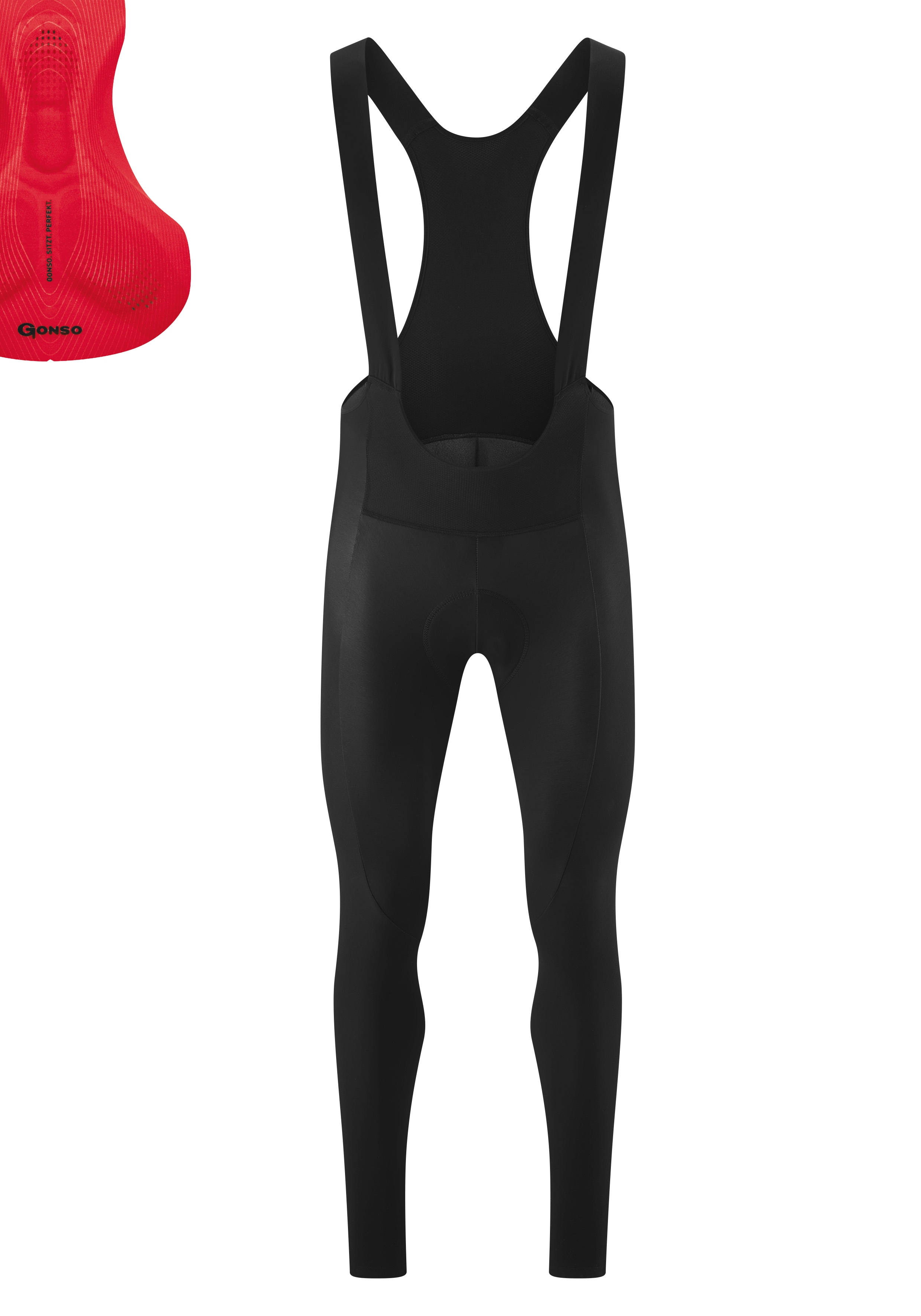 Fahrradhose GONSO "Sitivo Ti Bib M", Herren, Gr. L, Normalgrößen, rot, 57% Polyamid; 28% Polyester; 15% Elastan, Hosen, Herren Radhose, innovatives Sitzpolster, Träger-Radlerhose, Tight Fit Image