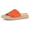 Pantolette GABOR, Damen, Gr. 40, orange, Ziegenveloursleder, unifarben, sportlich, Schuhe, Plateau, Sommerschuh, Schlappen mit großer Zierschnalle, Topseller
