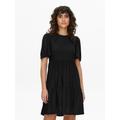 Minikleid JDY "JDYCARLA CATHINKA S/S DRESS JRS NOOS", Damen, Gr. XS, N-Gr, schwarz, Jersey, Obermaterial: 95% Polyester, 5% Elasthan, unifarben, modisch, regular fit kniefrei, Rundhals, Kurzarm, Kleider, Sommerkleid