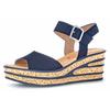 Keilsandalette GABOR, Damen, Gr. 43, blau (dunkelblau), Ziegenveloursleder, modisch, Schuhe, Sommerschuh, Sandale, Keilabsatz, mit auffällliger Absatzgestaltung