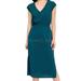 J. Crew Dresses | J. Crew Emerald Green Midi Dress Laser-Cut Print E3834 High Side Slits V-Neck | Color: Green | Size: 00