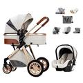 Baby Pram Pushchair Buggy with Car Seat,Luxury Pram Baby Strollers Coches para Bebes Baby Girl Stroller Seat Combo with 6 Stroller Gift Accessories (Color : White)