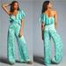 Anthropologie Pants & Jumpsuits | Corey Lynn Calter Silky Ruffle Wide-Leg Jumpsuit By Anthropologie | Color: Blue/Green | Size: Xl