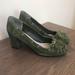 Nine West Shoes | Nine West Chunky Green Suede Heels Size 9.5 | Color: Green | Size: 9.5