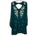 Free People Dresses | Free People Sweet Tennessee Green Floral Embroidered Mini Dress Keyhole Back | Color: Green/White | Size: S