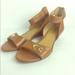 Nine West Shoes | Nine West Leather Sandals Gold Clasp Ankle Strap 8 | Color: Brown | Size: 8
