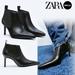 Zara Shoes | New Zara Heeled Booties Black Ankle Boots Shoes Pointy Toe Womens Size 8 | Color: Black | Size: 8