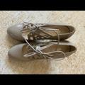 Nine West Shoes | Nine West Caramel Leather 3 Inch Heels Brand New Never Worn Size 5.5 | Color: Cream/Tan | Size: 5.5