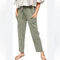 Free People Pants & Jumpsuits | Free People | Women’s Feelin Good Linen Blend Ankle Cargo Pants, Size Xs | Color: Green | Size: Xs