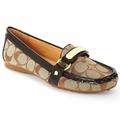 Coach Shoes | New Coach Signature Felisha Loafer Driving Moccasin Logo In Kaki Brown Gold 9.5b | Color: Brown/Gold | Size: 9.5