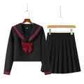 KYATON Skirt Black College Style Student School Uniform Jk Uniform Girl Sailor Suit Skirts-long Sleeve Set-xl