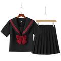 KYATON Skirt Black College Style Student School Uniform Jk Uniform Girl Sailor Suit Skirts-short Sleeve Set-3xl